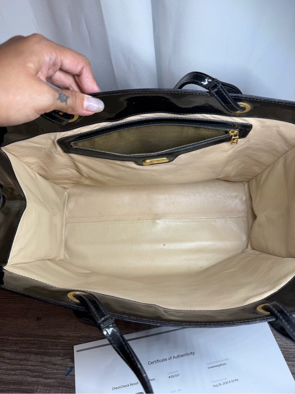 Vintage Fendi Black Patent FF Logo Tote - Picture 4 of 12